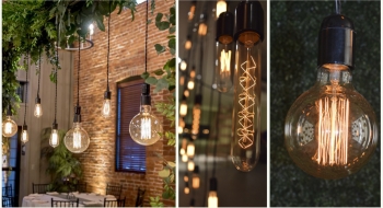 Plancha metal(200x50cms) con luces edison - NOI Decoraciones